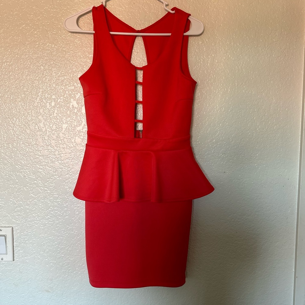 Tangerine mini Peplum dress